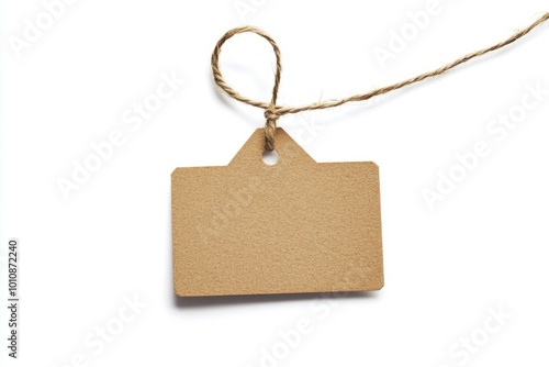 A simple brown tag with a string attached. Perfect for labeling gifts or products. Great for crafting or organization projects. Use it for any creative purpose. Generative AI