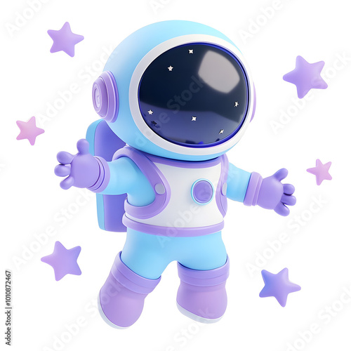 Cute 3d render of a astronaut holding a star