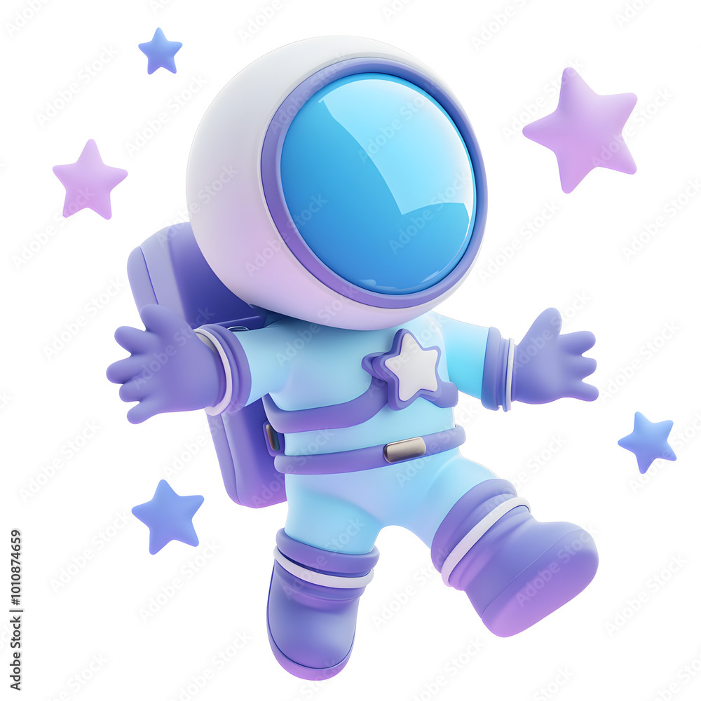 Cute 3d render of a astronaut holding a star Cute 3d render of a astronaut holding a star