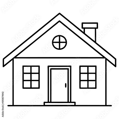 little house background outline coloring book page line art drawing