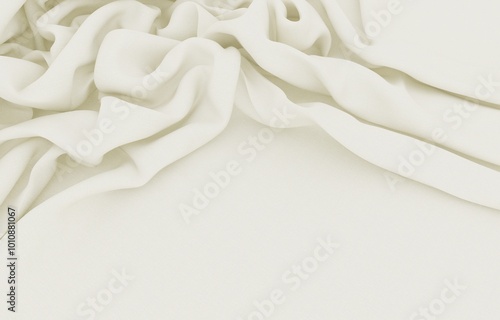 Delicate white fabric with soft folds. 