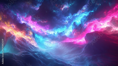 Vibrant Cosmic Clouds with Stunning Color Gradients