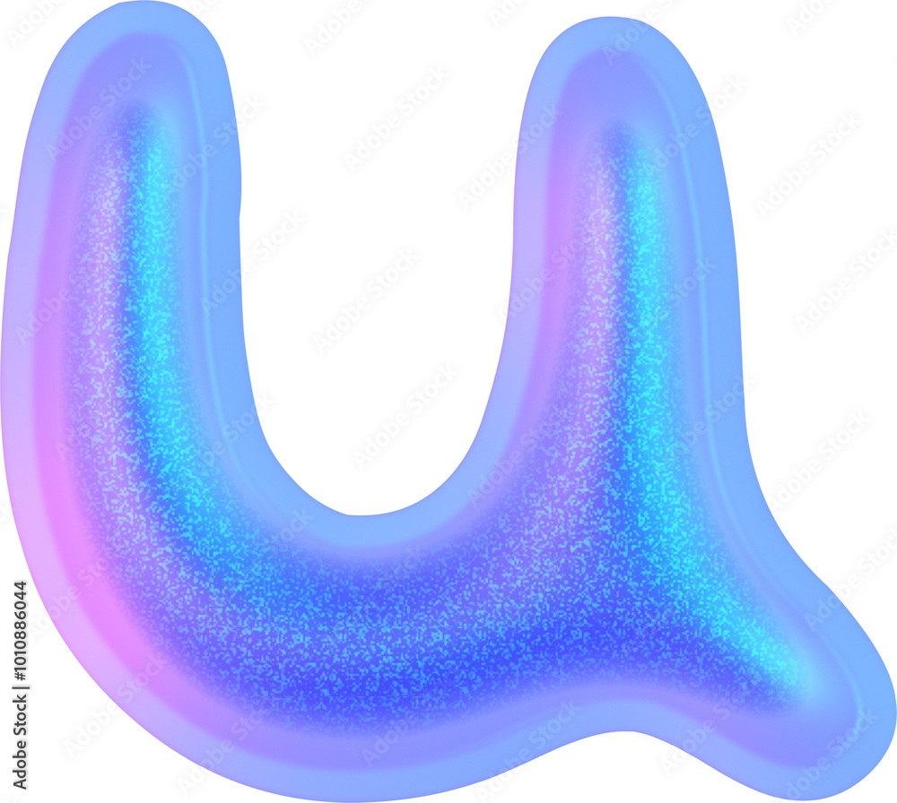 3D Holographic liquid Y2k Chrome alphabet Letter u 3D Holographic liquid Y2k Chrome alphabet Letter u