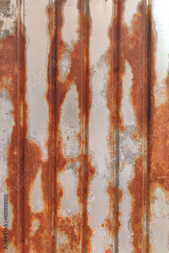 Old zinc vintage fence wall texture for background, pattern of rusty on metal panel. photo