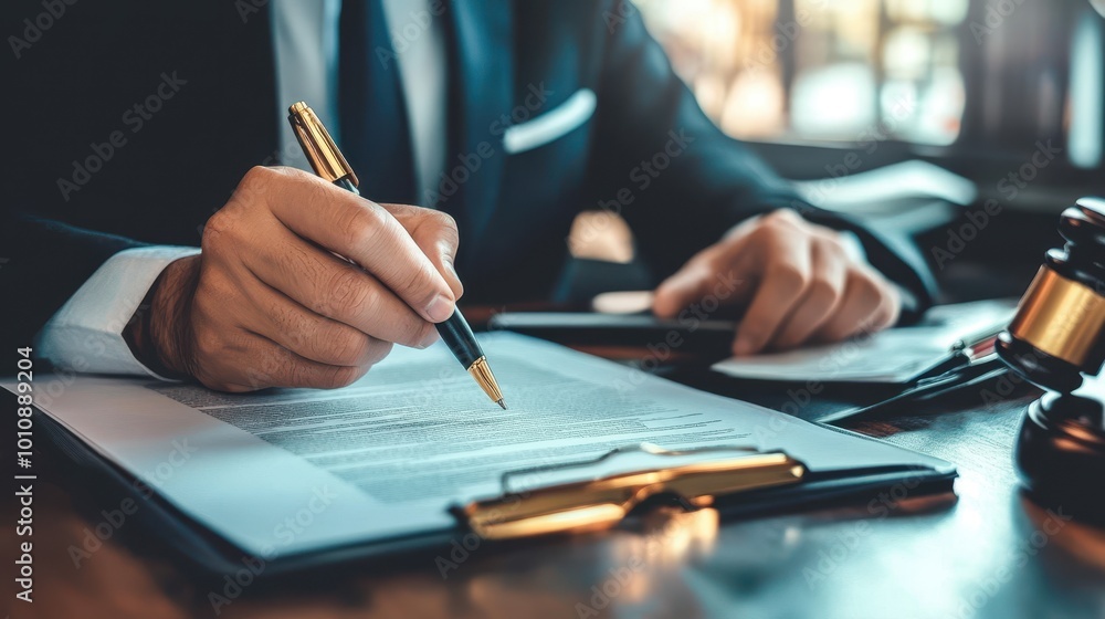 Professional Lawyer Signing Important Legal Document Professional Lawyer Signing Important Legal Document