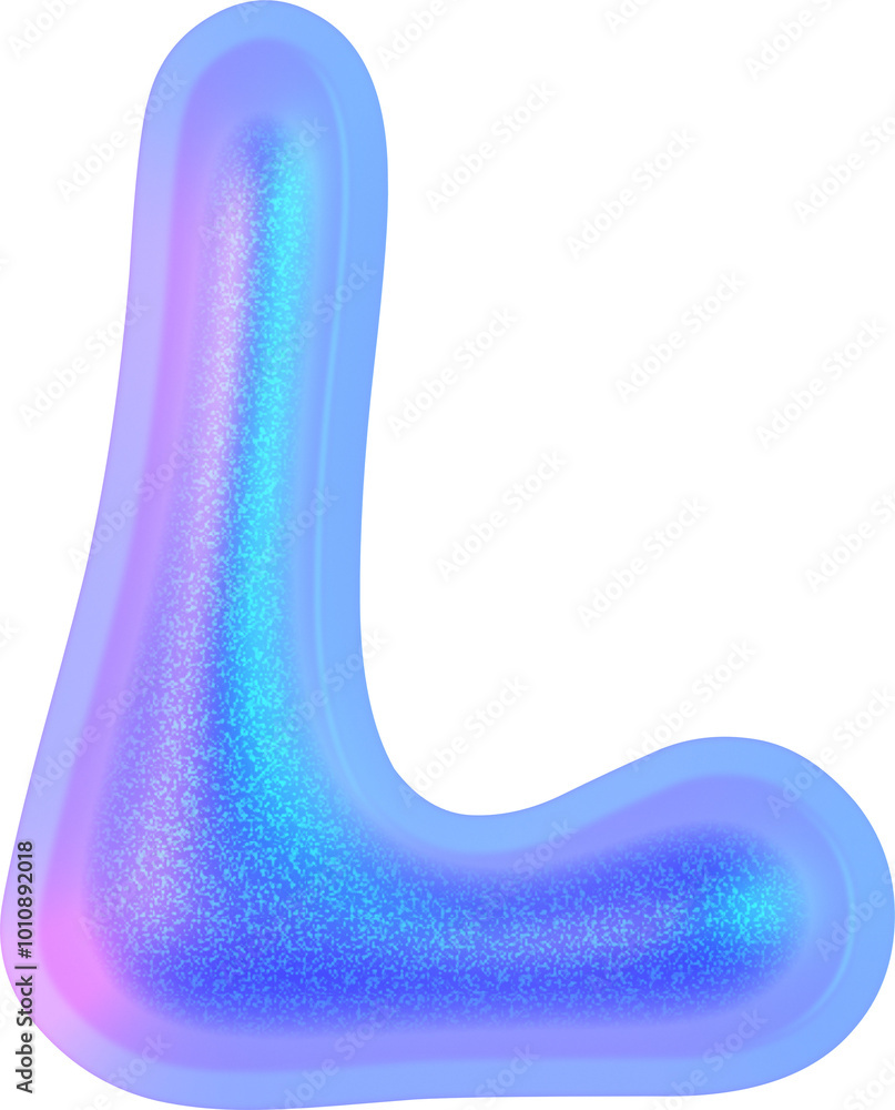 3D Holographic liquid Y2k Chrome bubble alphabet Letter L 3D Holographic liquid Y2k Chrome bubble alphabet Letter L