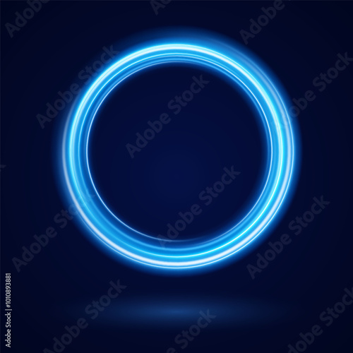 Color circles frame with glitter light effect. A flash flies in a circle in a luminous ring.