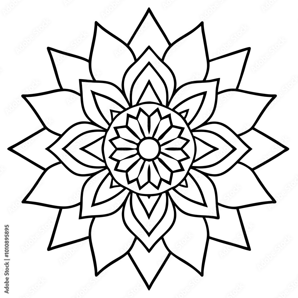 mandala simple outline coloring book page line art drawing