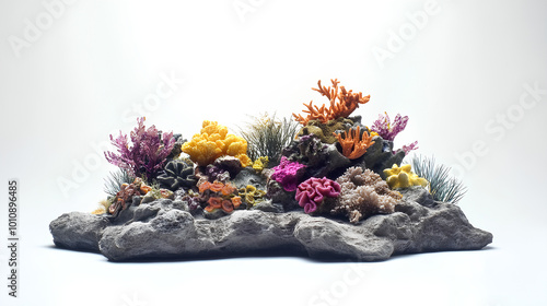 tropical coral reef on rocks isolated on a white background photo