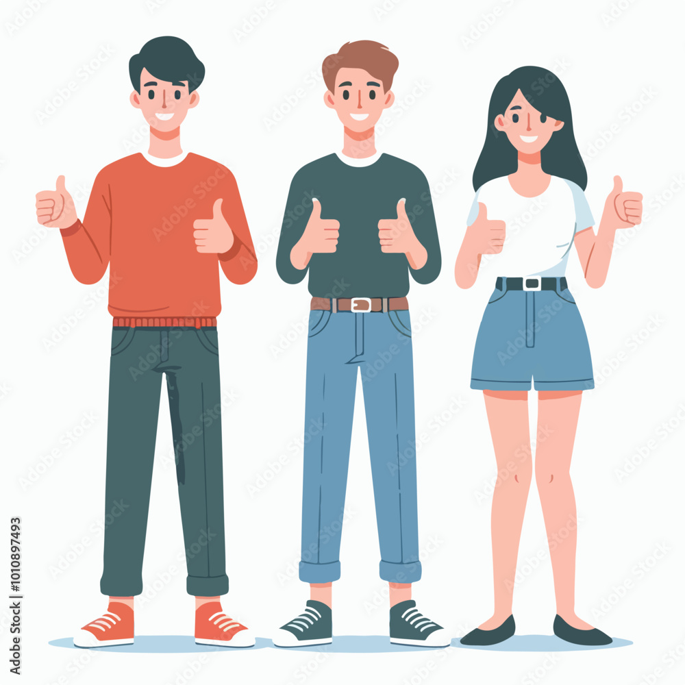 flat illustration of a person character raising a thumbs up flat illustration of a person character raising a thumbs up