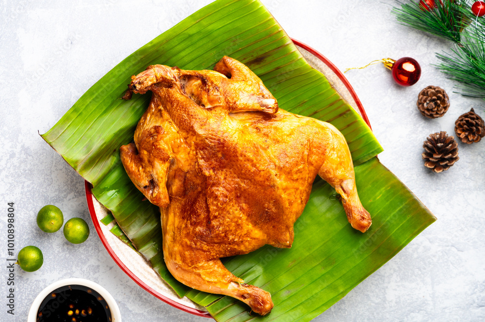 Fotografie Filipino Christmas Crispy Roasted Chicken for Noche Buena