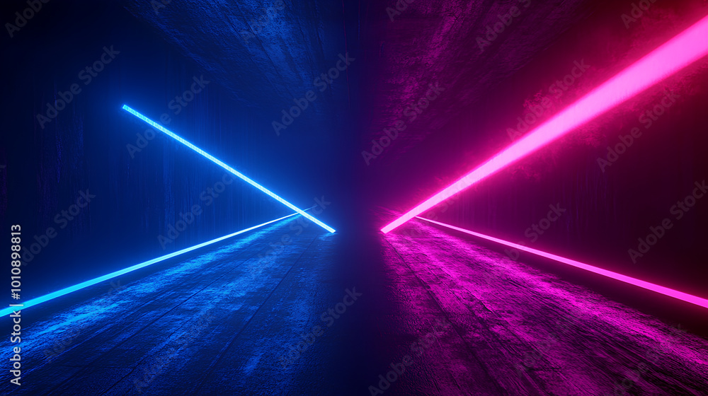 Abstract arrow speed motion light effect with blue and pink glow on dark background Abstract arrow speed motion light effect with blue and pink glow on dark background