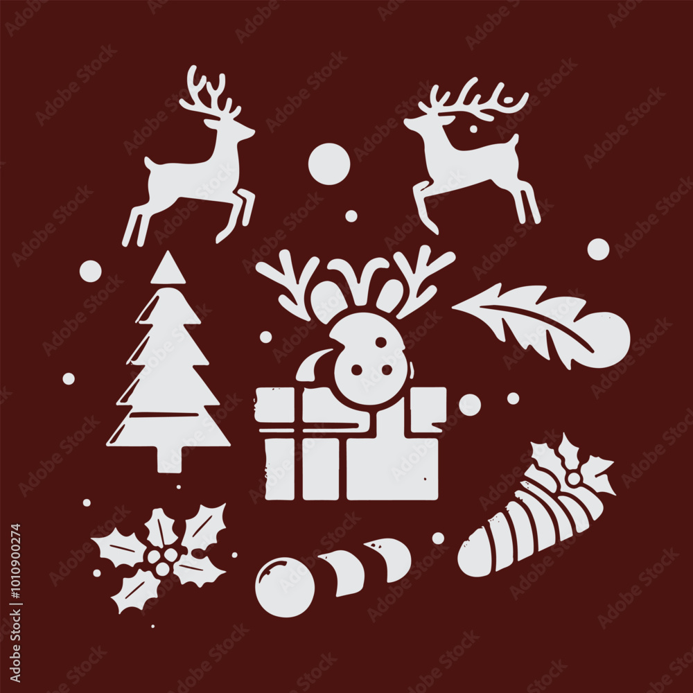Christmas Element Silhouette Vector Art - Festive Holiday Illustrations & Clipart Christmas Element Silhouette Vector Art - Festive Holiday Illustrations & Clipart