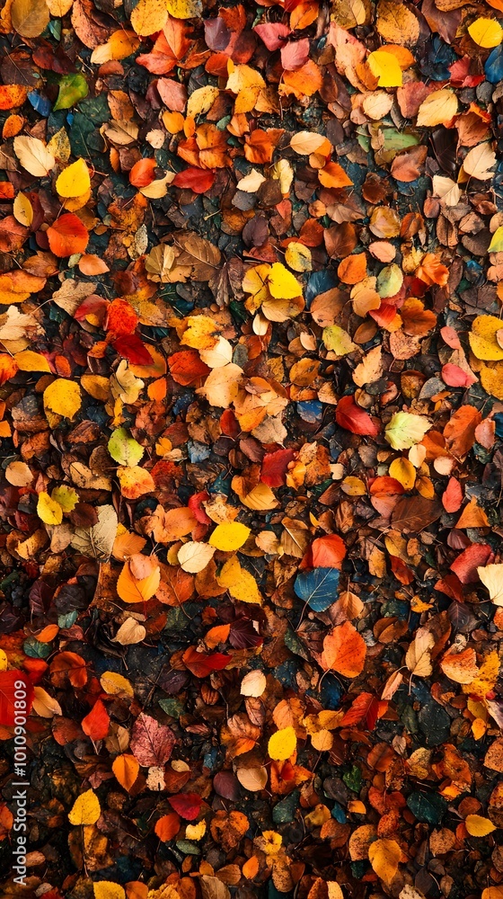 A pile of autumn leaves on the ground, seen from above. The colors range from deep brown to vibrant orange and yellow, creating an intricate pattern that resembles nature's artistry A pile of autumn leaves on the ground, seen from above. The colors range from deep brown to vibrant orange and yellow, creating an intricate pattern that resembles nature's artistry