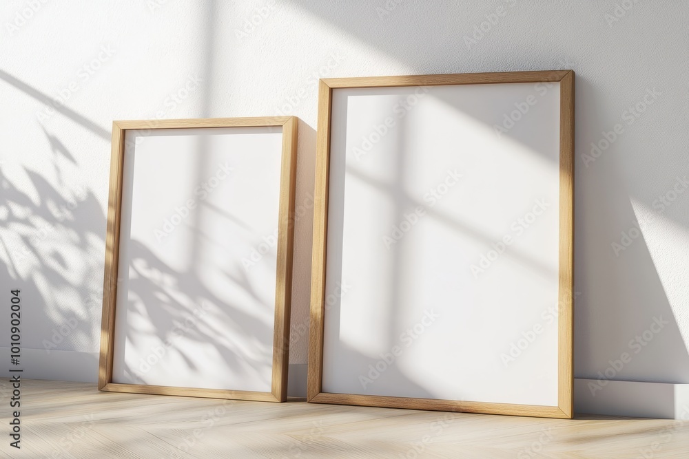empty frame on a wall with round on white empty frame on a wall with round on white