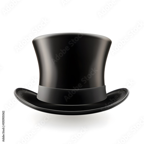 Cylinder black top hat isolated on white background