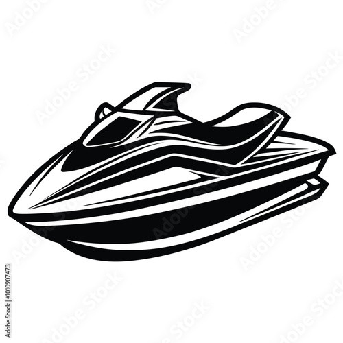 A jet ski athlete was riding a competitive jet ski. Vector illustration isolated on a white background for t-shirt print, icon, logo, label, patch or sticker