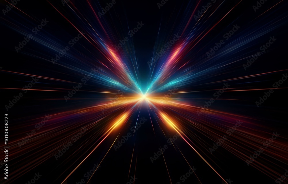 Abstract background featuring a burst of glowing light in a dark background. Abstract background featuring a burst of glowing light in a dark background.
