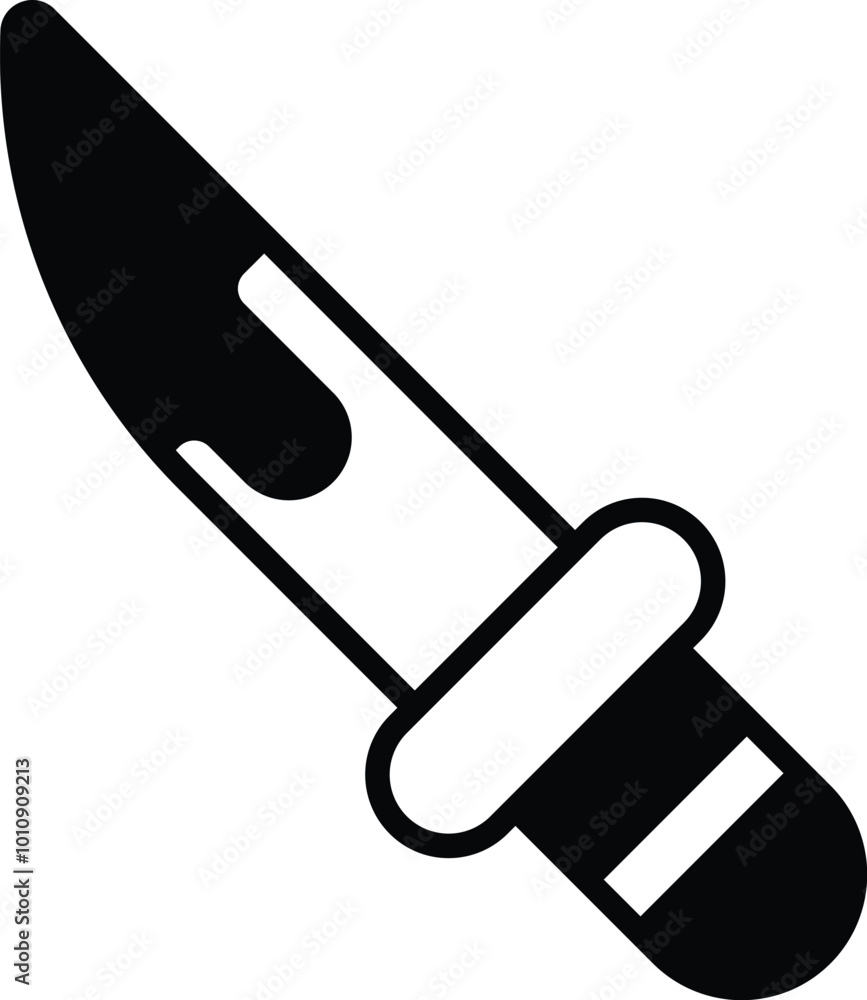 A toy knife with a handle in line style. A toy knife with a handle in line style.
