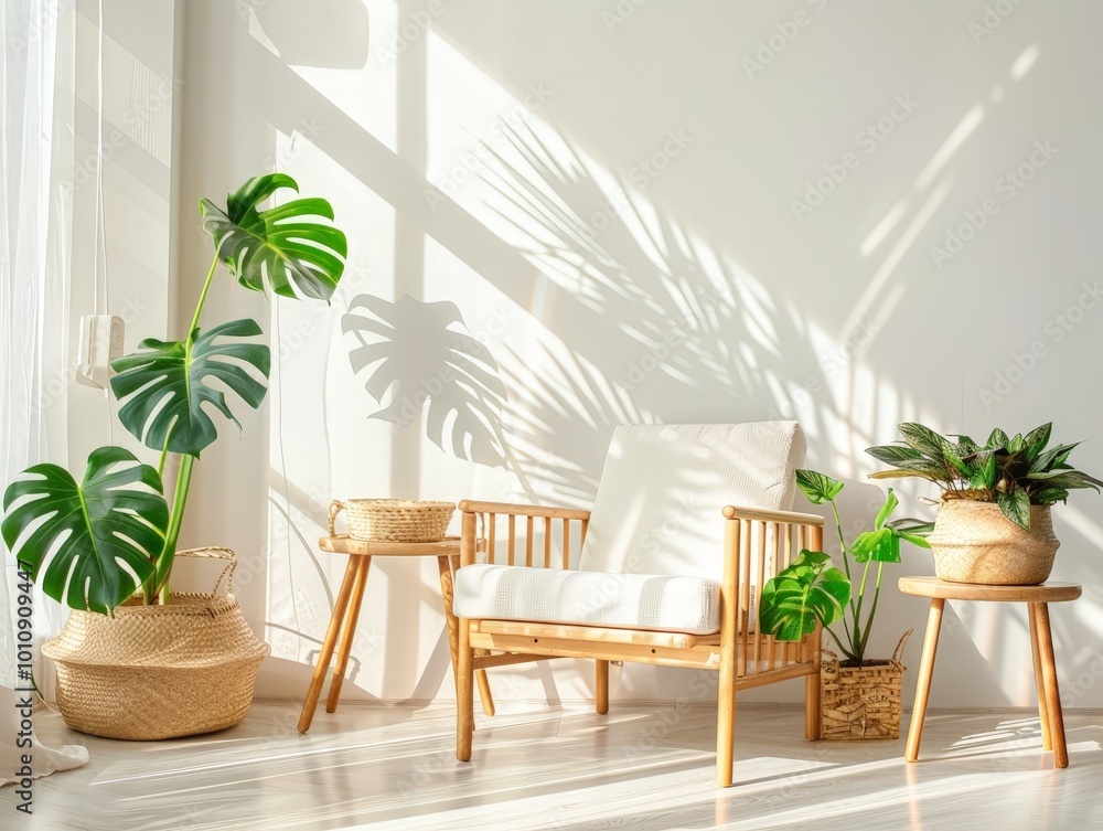 Fototapeta premium Relaxing and Minimalist Interior Design with Natural Light