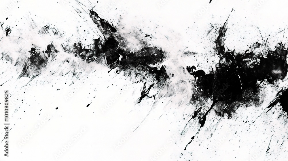 Obraz premium Abstract Black and White Splash Art on White Background