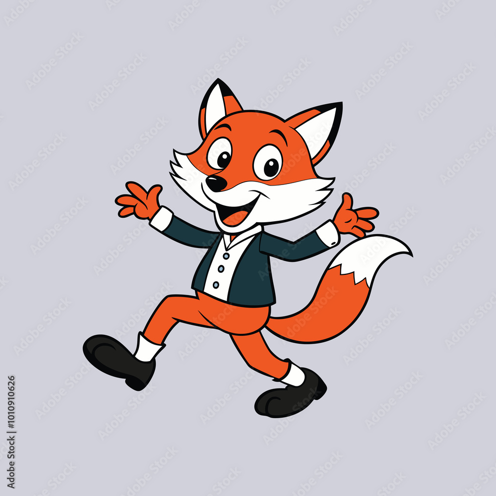 illustration of a cartoon fox in a dynamic dancing pose illustration of a cartoon fox in a dynamic dancing pose
