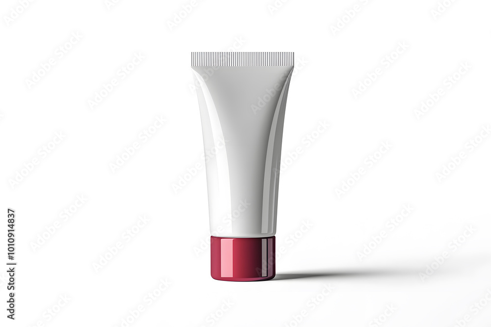 A white tube template for cosmetic packaging mock up isolated on white background A white tube template for cosmetic packaging mock up isolated on white background