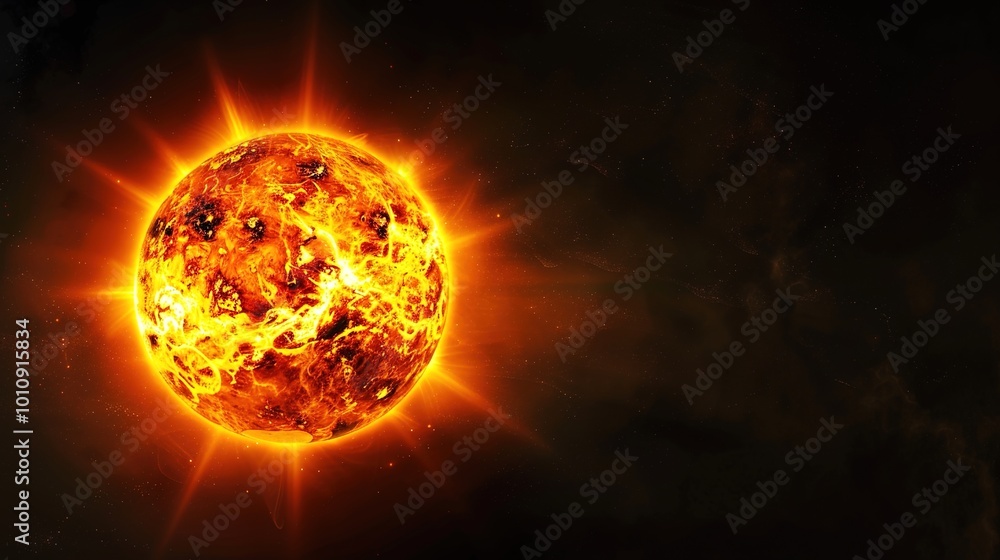Obraz premium A stunning high-resolution image of the sun, captured from space, showcasing its fiery surface and solar flares against a deep black background.