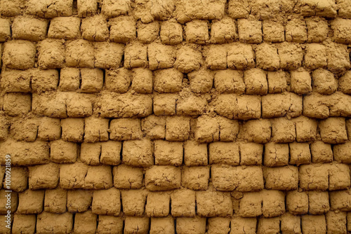 Mud Brick Wall.Old Brick Texture Background,  mud wall, brick wall  photo