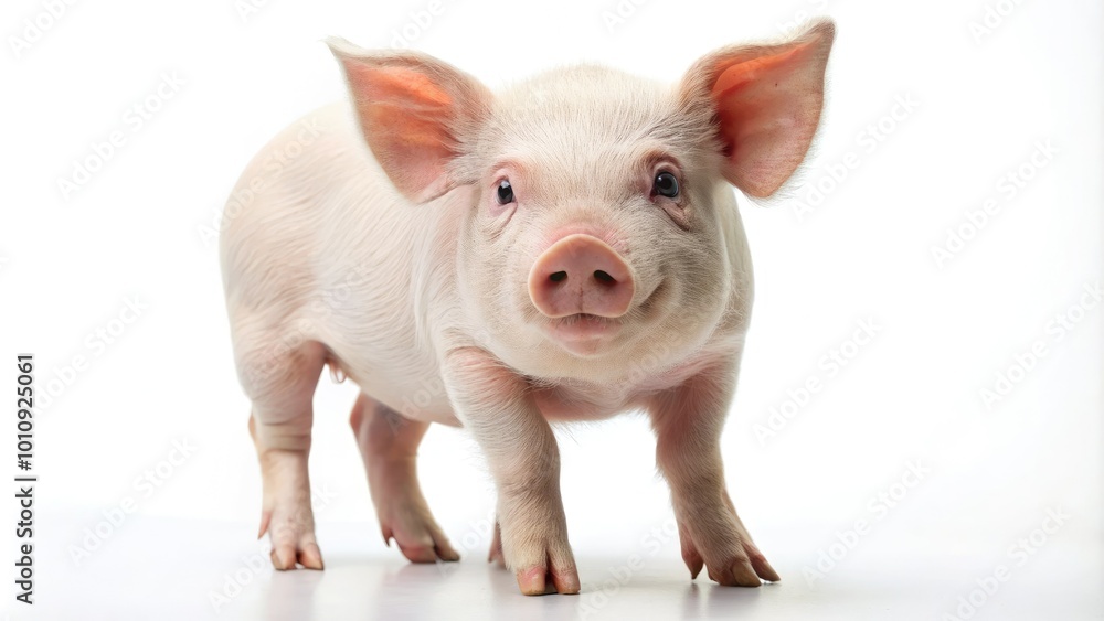Cute pig on a white backdrop, perfect for adorable farm animal illustrations and heartwarming pet imagery found in stock photography libraries. Ideal for various uses! Cute pig on a white backdrop, perfect for adorable farm animal illustrations and heartwarming pet imagery found in stock photography libraries. Ideal for various uses!