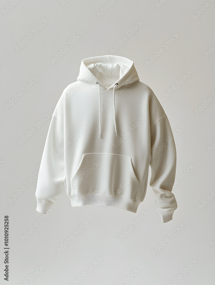 A white hoodie sweatshirt floating in the air mock up, isolated on white background A white hoodie sweatshirt floating in the air mock up, isolated on white background