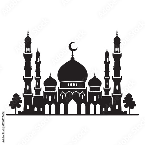 mosques silhouette vector illustration on white background