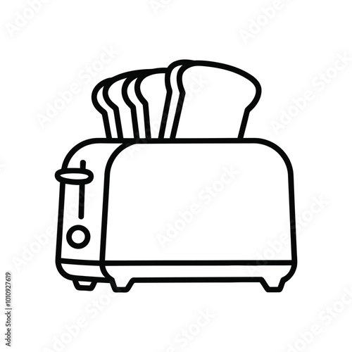 Line Art Design of Toaster Popping Toast Out