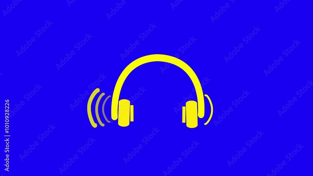 Yellow color headphone icon on white background animation. Yellow color headphone icon on white background animation.