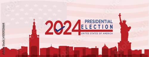 USA Presidential Election 2024 Promotion banner, Poster, Card and vector illustration background.