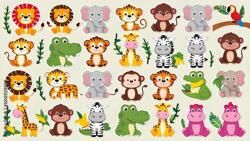 set of cartoon animals set of cartoon animals