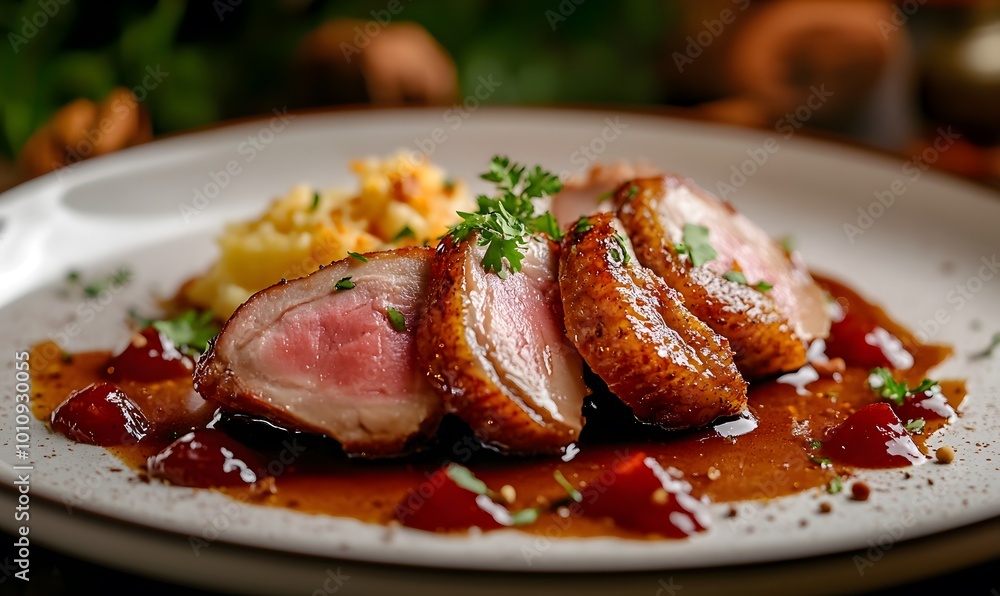 a delicious plate of roasted duck, Generative AI a delicious plate of roasted duck, Generative AI