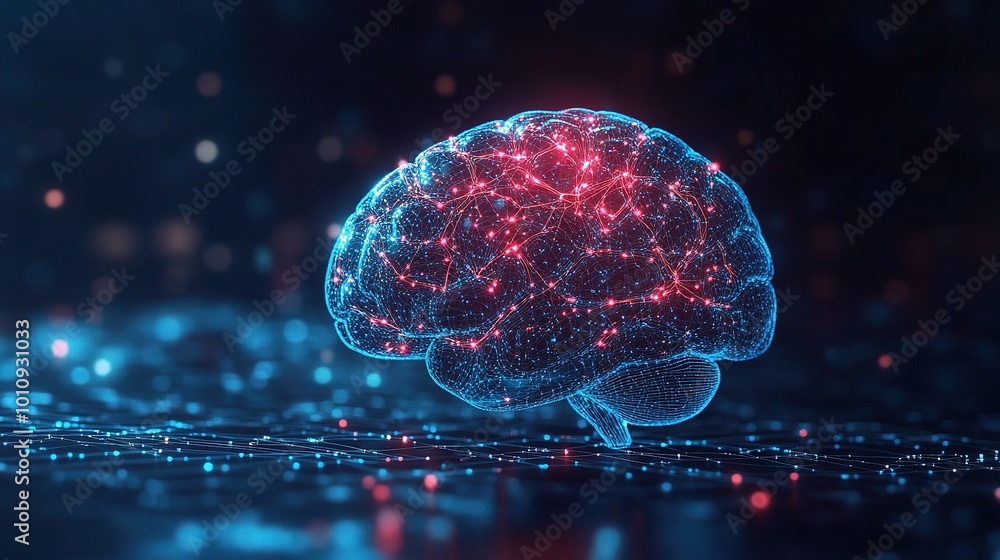 Futuristic Digital Brain with Network Connections Futuristic Digital Brain with Network Connections