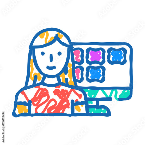 remote freelancing doodle icon sketch vector. remote freelancing sign. isolated symbol illustration