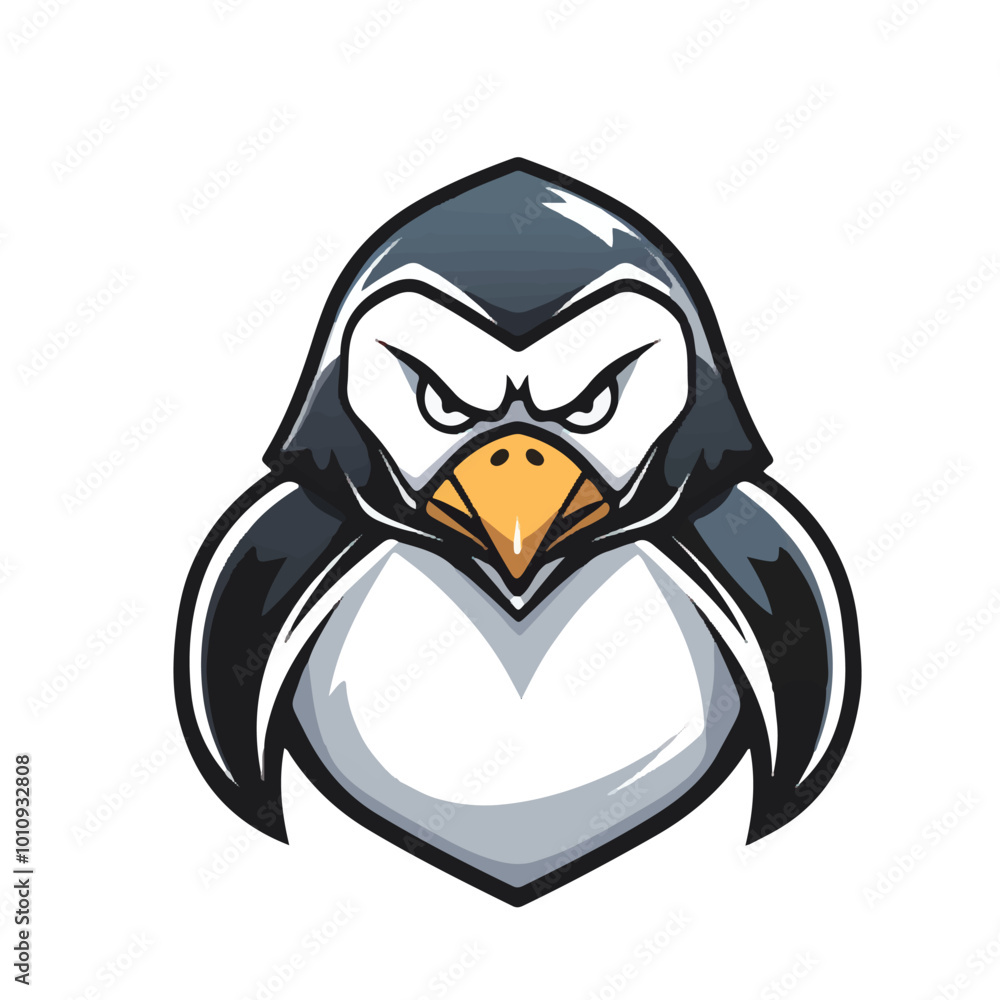 Obraz premium Full Body Penguin Esport Logo in Vector with Thicker Outline on Black and White Background