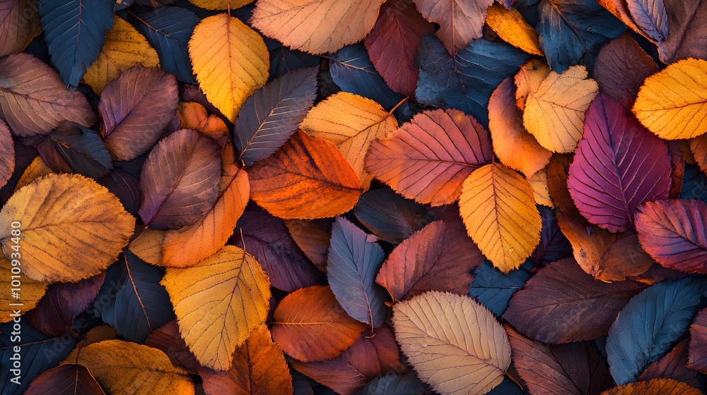 A pile of autumn leaves on the ground, seen from above. The colors range from deep brown to vibrant orange and yellow, creating an intricate pattern that resembles nature's artistry A pile of autumn leaves on the ground, seen from above. The colors range from deep brown to vibrant orange and yellow, creating an intricate pattern that resembles nature's artistry