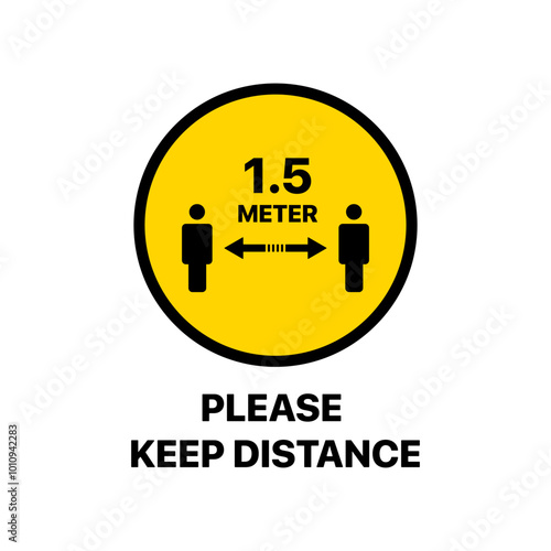 Keep Distance 1.5 Meter Vector Sign: Social Distancing Safety Illustration