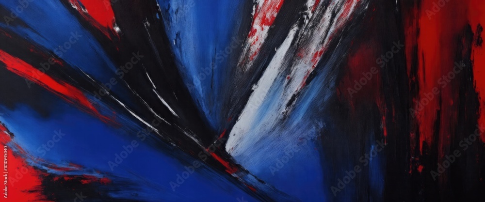 Naklejka premium Abstract Red, black and light blue brush painting texture
