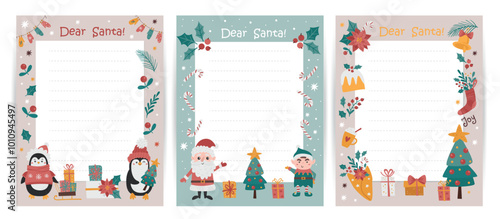 Set of Christmas Letter Templates to Santa Claus. Ready to print