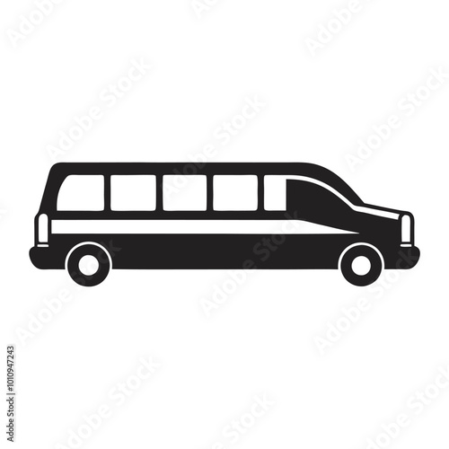 Black luxurious limousine vector silhouette illustration isolated on a white background. Premium people transportation concept.