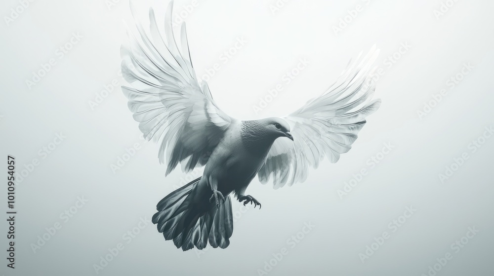 Obraz premium Majestic Bird Soaring Through Polluted Skies in Photorealistic 8K Quality