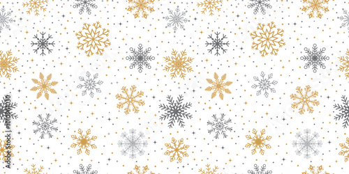 Wallpaper Mural Snowflake vector seamless pattern design, Christmas, happy new year, winter holidays, cold season snow flakes, snowfall. white background
 Torontodigital.ca