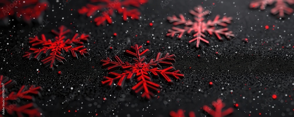 Intricate black and red Christmas background with snowflake patterns and glowing lights, festive and detailed design, Intricate black and red Christmas background with snowflake patterns and glowing lights, festive and detailed design,