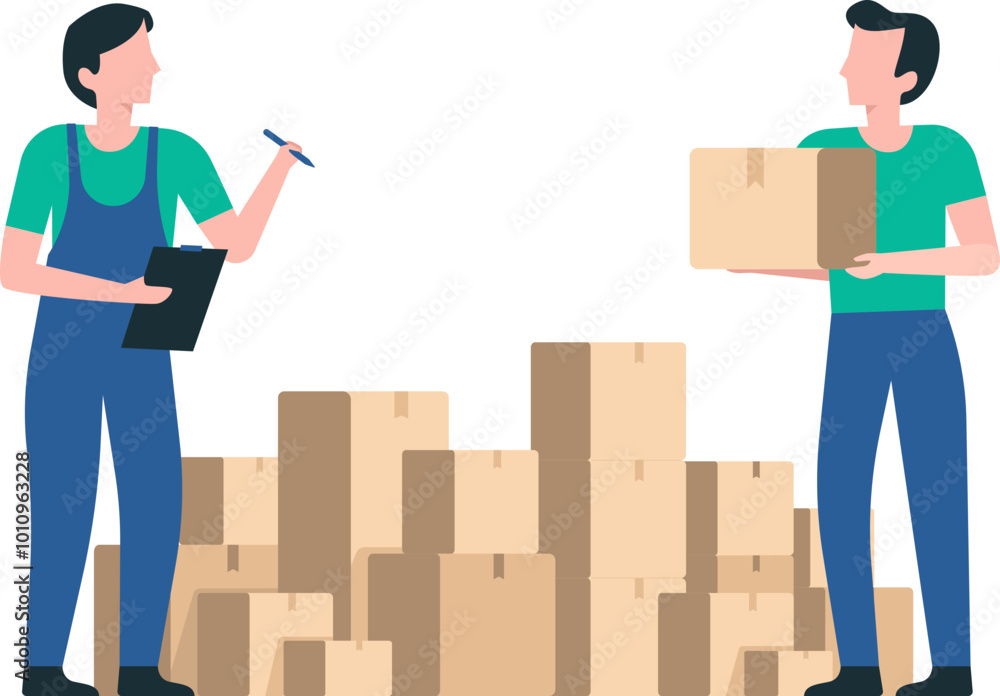 Team Lifting and Organizing Stock for Efficient Warehouse Operations. Illustration Team Lifting and Organizing Stock for Efficient Warehouse Operations. Illustration