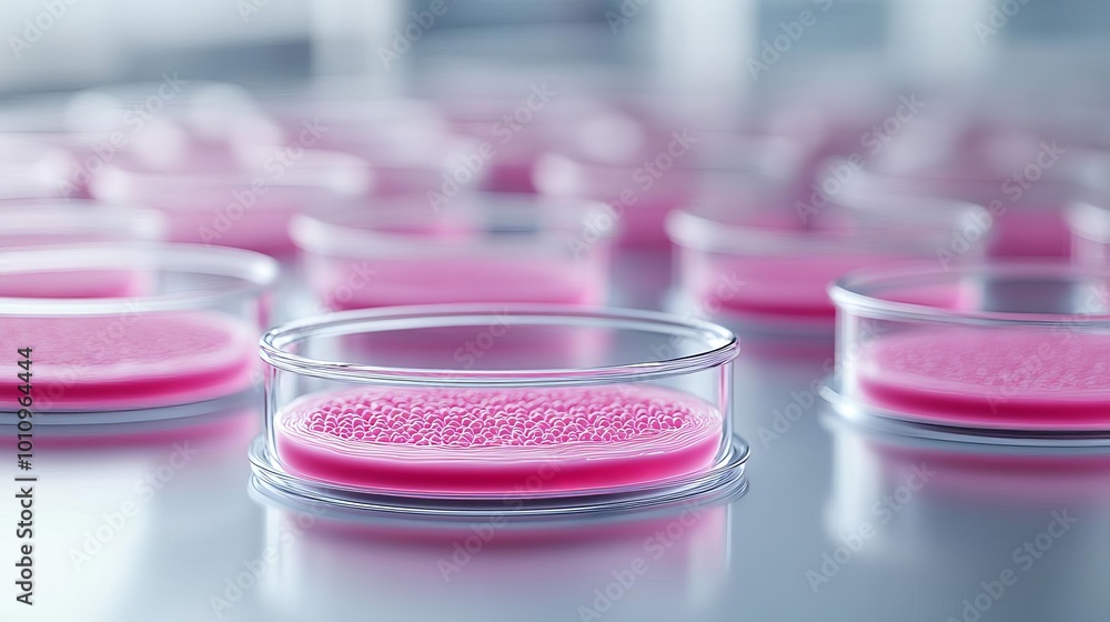 Bacterial growth on agar plates, laboratory microbiology, 3D illustration Bacterial growth on agar plates, laboratory microbiology, 3D illustration